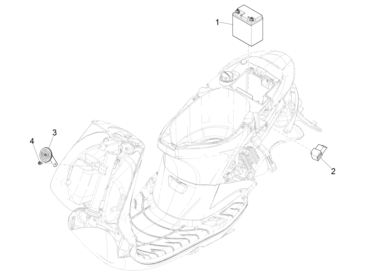 Zip 50 4T 25Km/h NOABS E5 2021-2023 - Accu, Batterij & Claxon