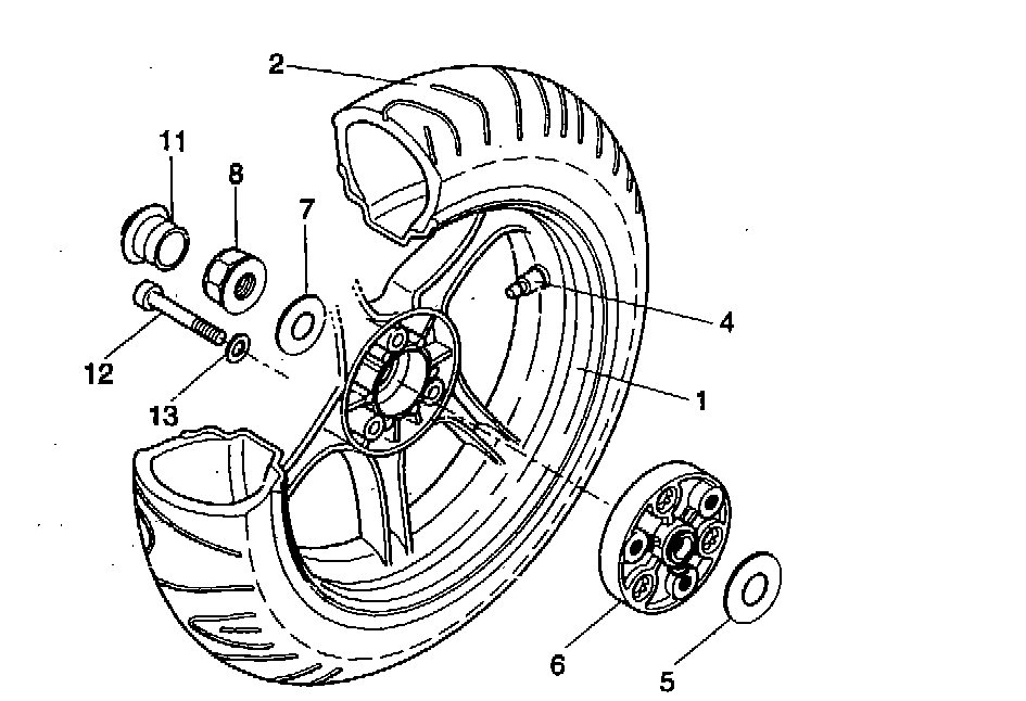 Yamaha Aerox 50 R 1998-2012 - Achterwiel