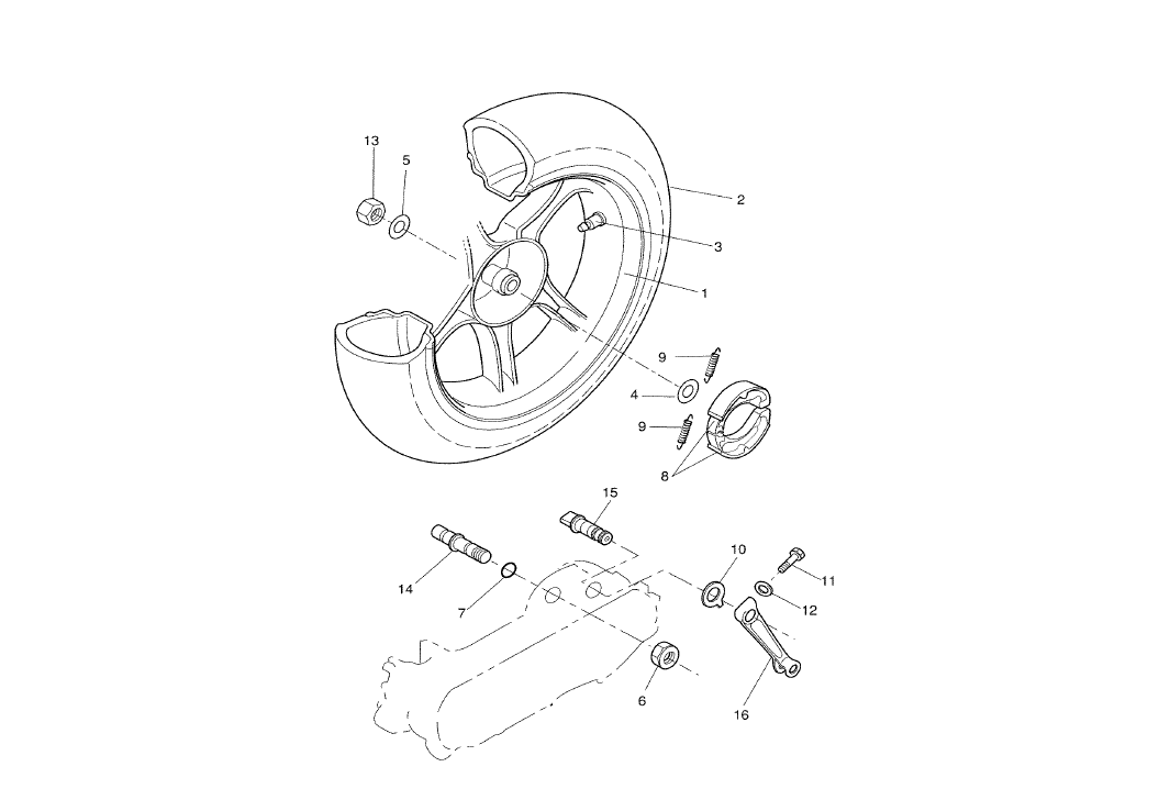 Yamaha Aerox 100 2T 2002 E1 2000-2002 - Achterwiel