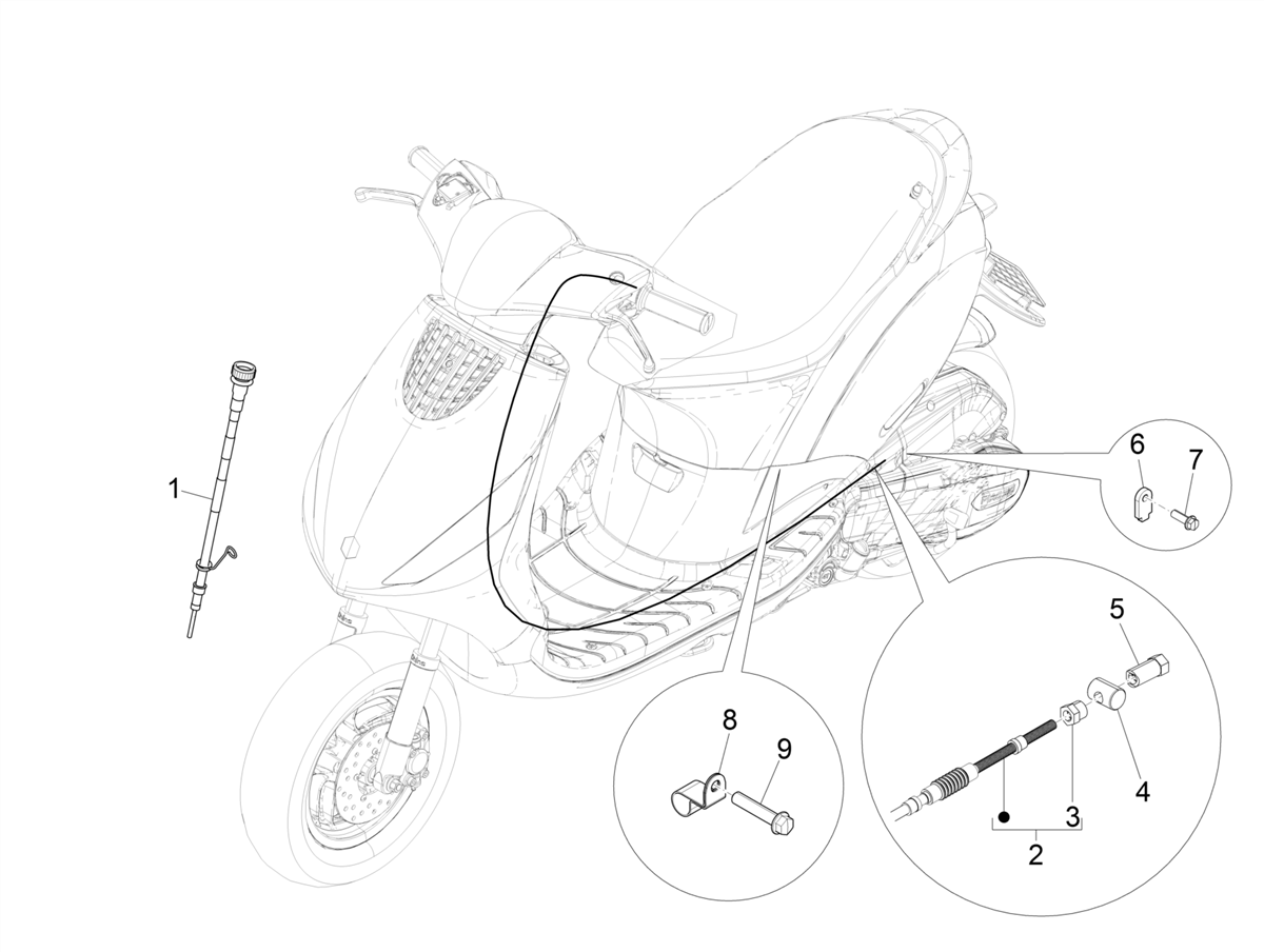Zip 50 4T 25 Km/h NOABS E4 2018 - 2020 - Bowdenkabels