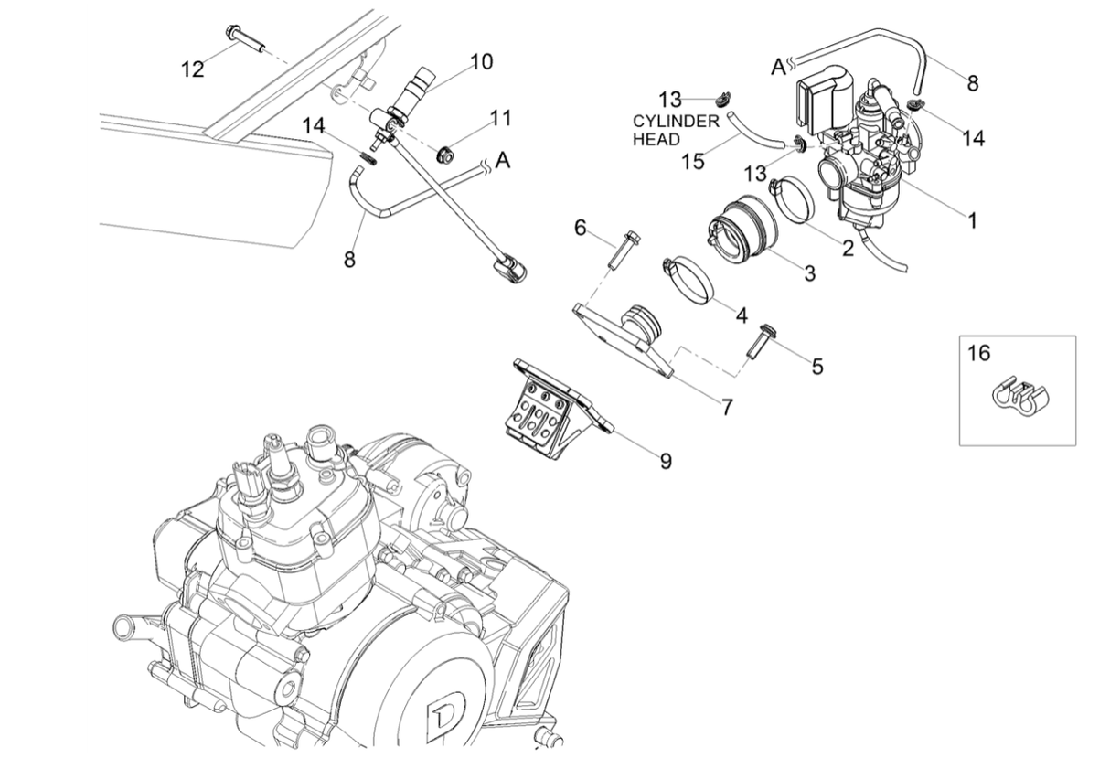 Derbi Senda SM 50 2T X-Treme E4 2018-2020 - Carburateur
