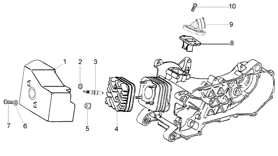 Vespa LX 50 2T - Cilinderkop & Inlaatdelen
