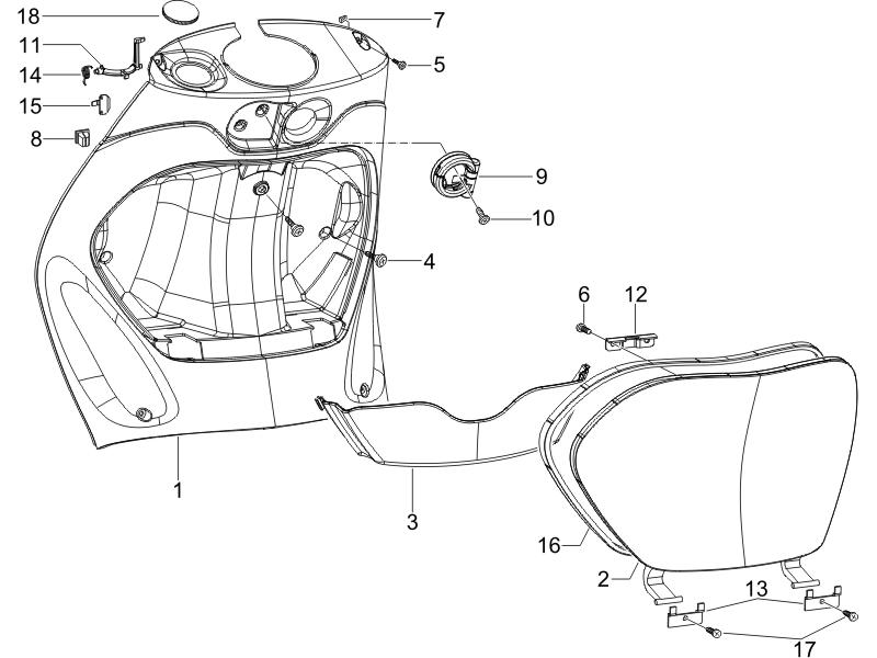 Zip 50 4T NOABS E2 2006-2013 - Handschoenkastje & Klepje