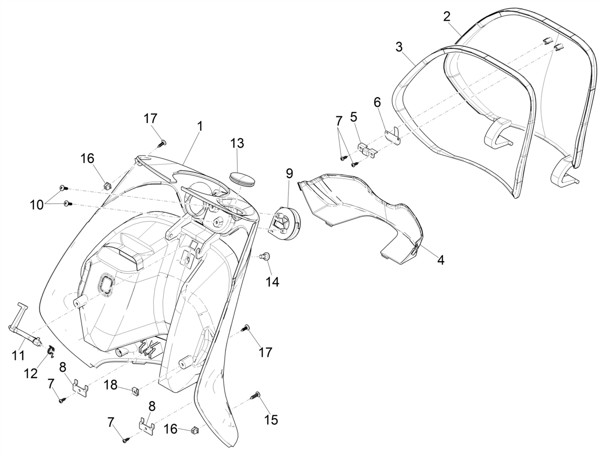 Zip 50 4T 25Km/h NOABS E5 2021-2023 - Handschoenenkast & Klepje