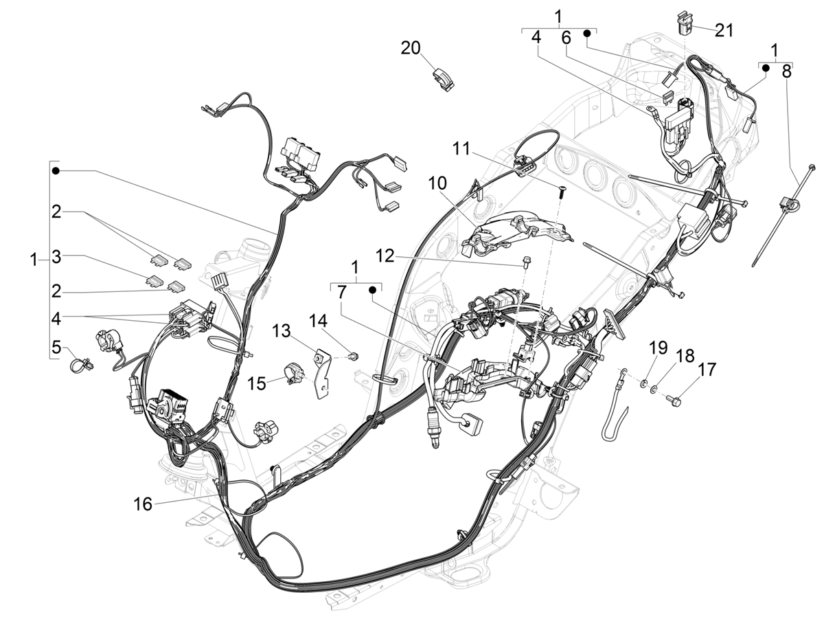 Zip 50 4T NOABS E4 2018 - 2020 - Hoofdkabelboom
