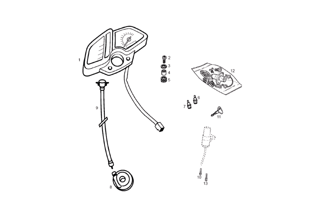 Derbi Senda SM 50 2T X-Treme E2 2006-2010 - Kilometerteller & Kilometertellerkabel