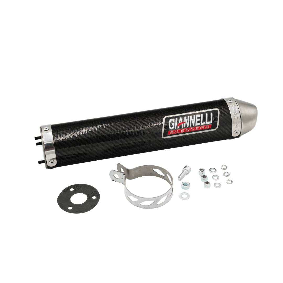 BGM Uitlaat 55 Slag Zwart + Nademper Giannelli Carbon Piaggio / Gilera 125-180cc 2 Takt