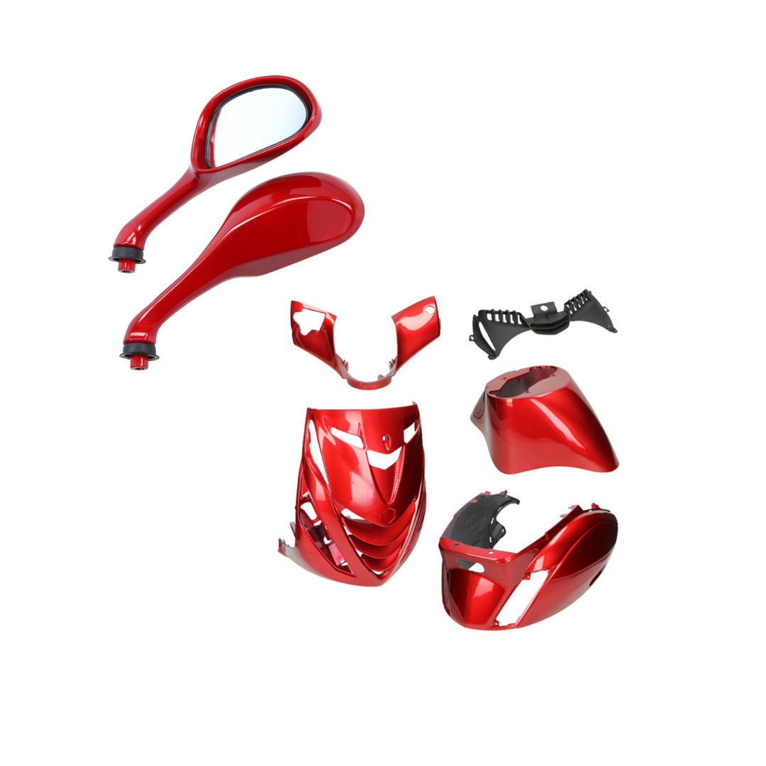 SP Kappenset + Runner Spiegels Bordeaux Rood Piaggio Zip Bundel