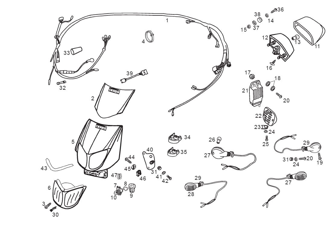 Derbi Senda SM 50 2T 2ª ED X-Treme E1 2003 - Koplamp, Knipperlicht & Achterlicht