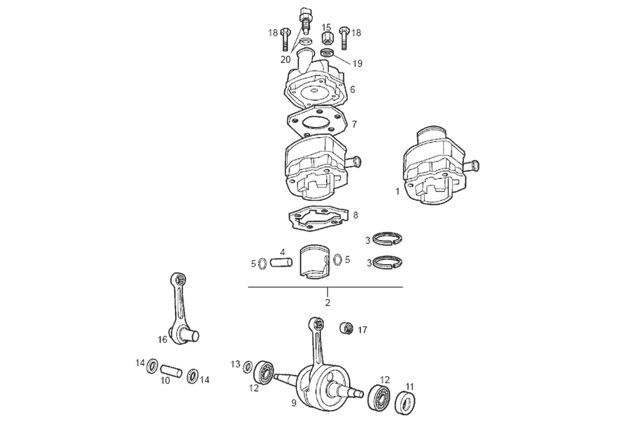 Derbi Senda SM 50 2T DRD Edition Black E2 2005 - Krukas, Zuiger & Cilinder