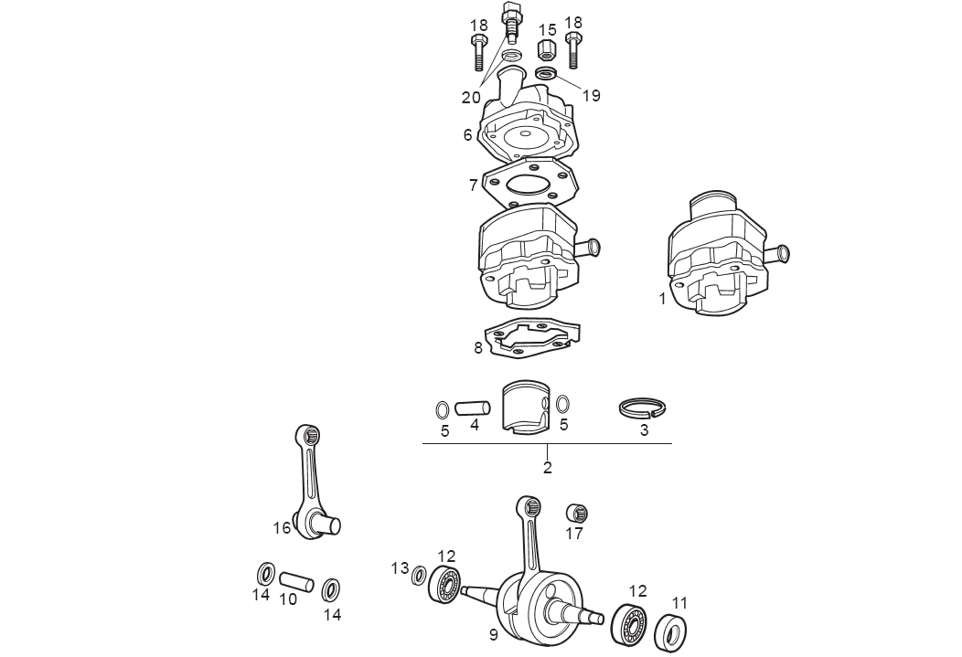 Derbi Senda SM 50 2T 2ª ED X-Treme E1 2003 - Krukas, Zuiger & Cilinder