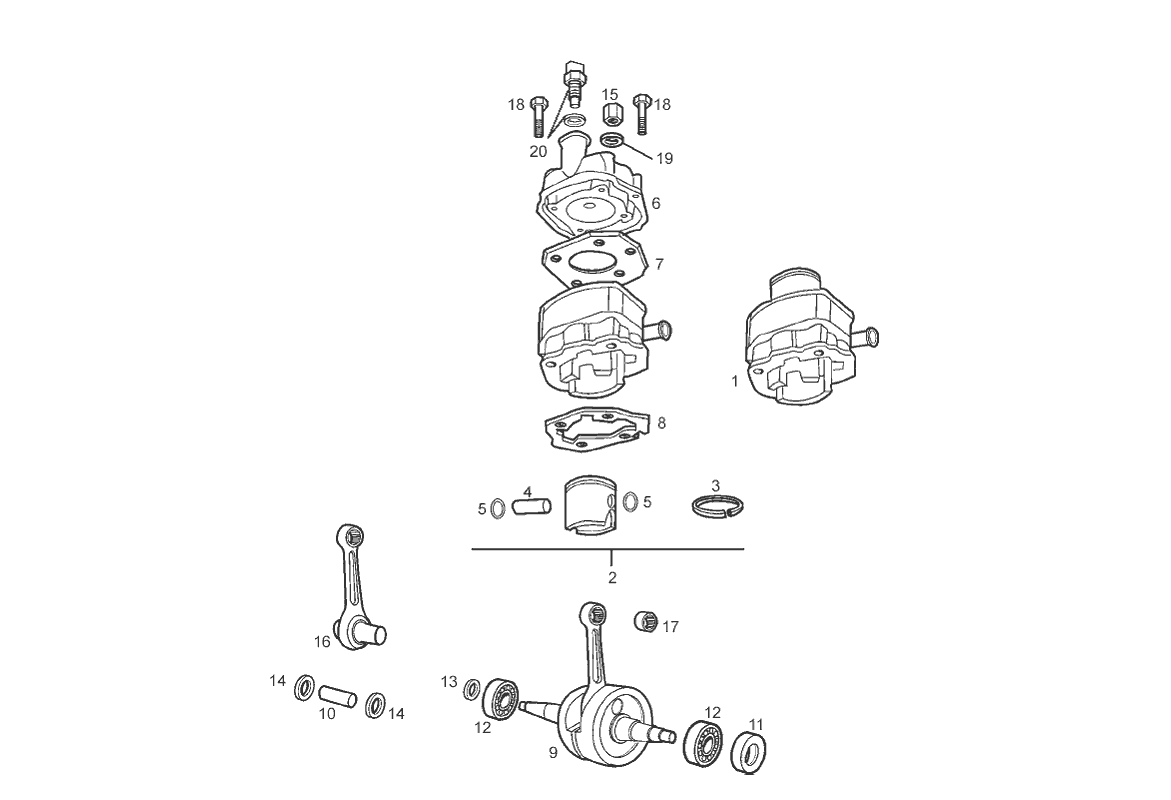 Derbi Senda SM 50 2T 2ª ED X-Treme E2 2004-2005 - Krukas, Zuiger & Cilinder