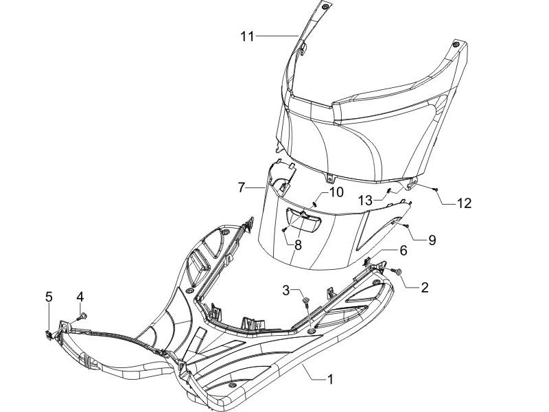 Zip 50 4T 25Km/h NOABS E5 2021-2023 - Treeplank, Bougiekap & Motorscherm