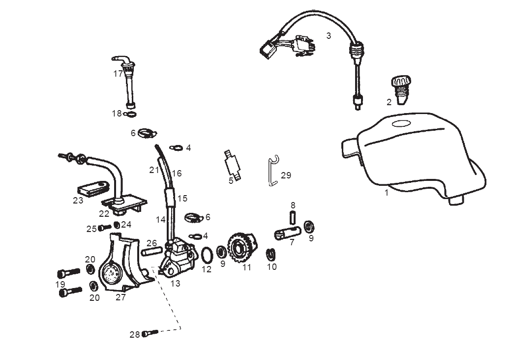 Derbi Senda SM 50 2T 2ª ED X-Treme E1 2003 - Olietank & Waterpomp