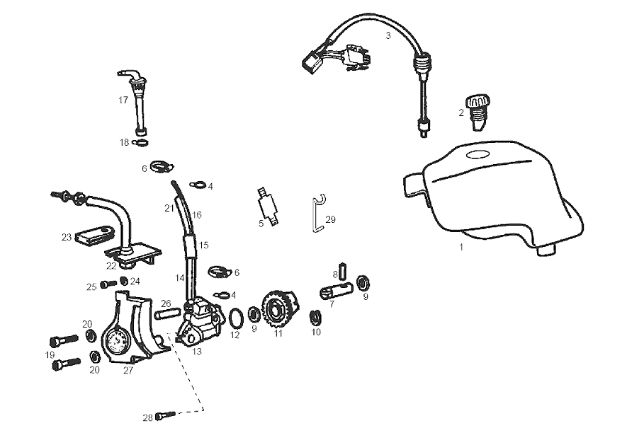 Derbi Senda SM 50 2T DRD Edition E2 2005 - Olietank & Oliepomp