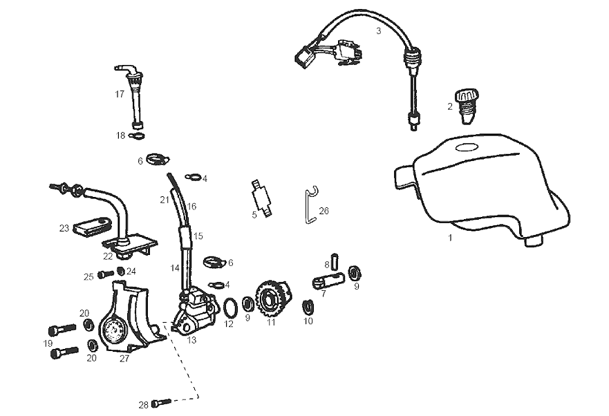 Derbi Senda SM 50 2T 2ª ED Black Devil E2 2003 - Olietank & Oliepomp