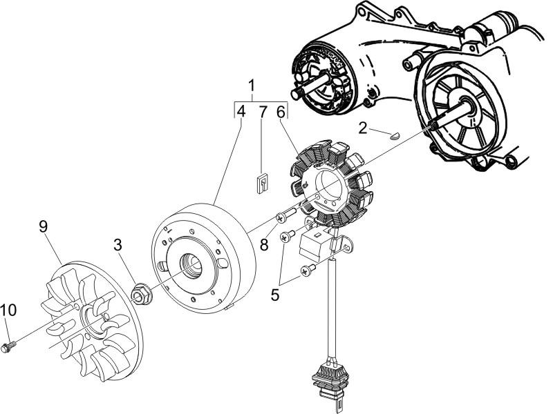 Zip 50 4T NOABS E2 2006-2013 - Onsteking & Vliegwiel