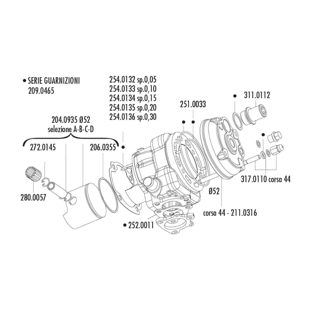 Gasket Topset Polini Big Evolution 47.6 mm - Minarelli Horizontal LC