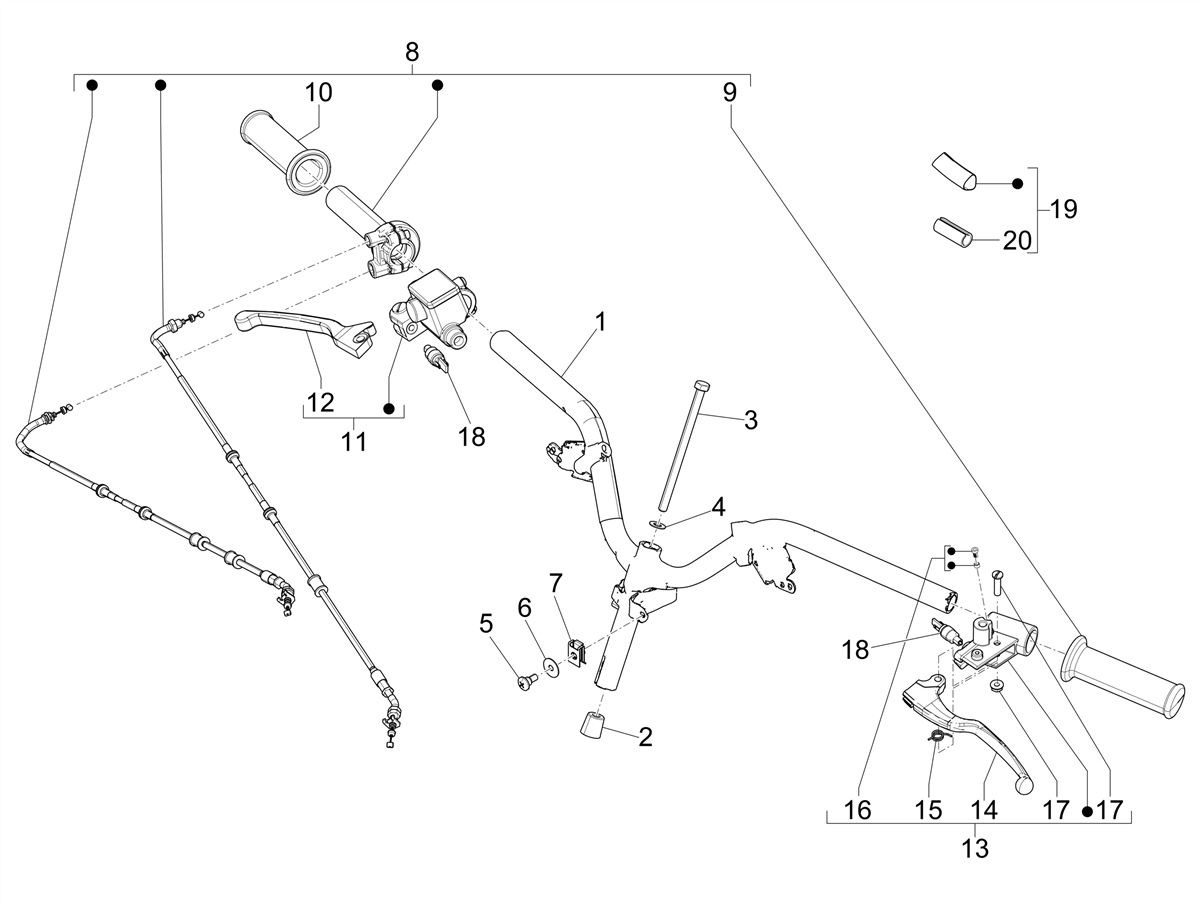 Zip 50 4T NOABS E5 2021-2023 - Stuur & Hoofdremcilinder