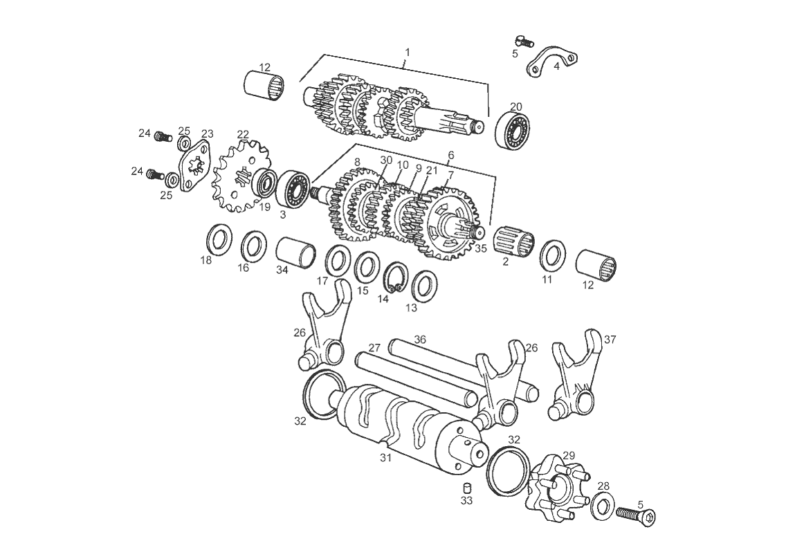 Derbi Senda SM 50 2T 2ª ED X-Treme E2 2004-2005 - Transmissie & Tandwiel Voor