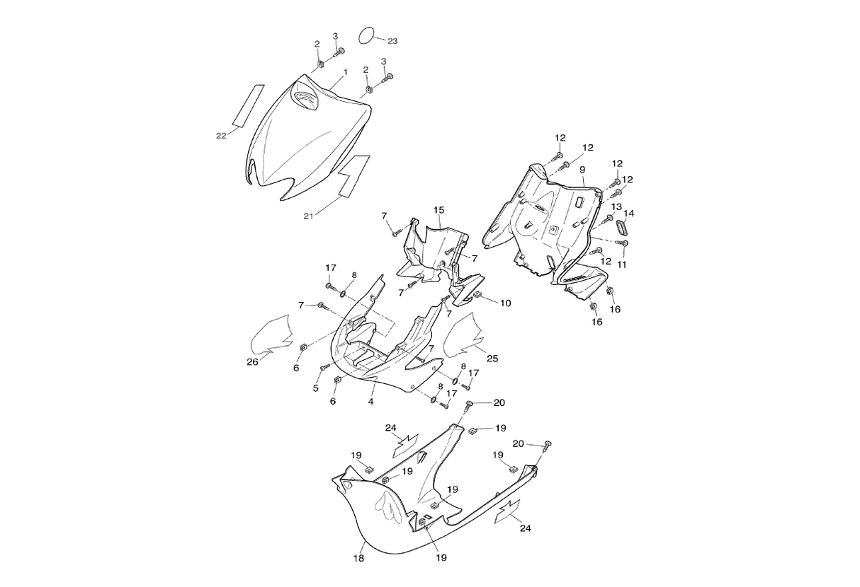 Yamaha Aerox 100 2T 2002 E1 2000-2002 - Voorscherm, Binnenbekleding & Onderschermbeplating