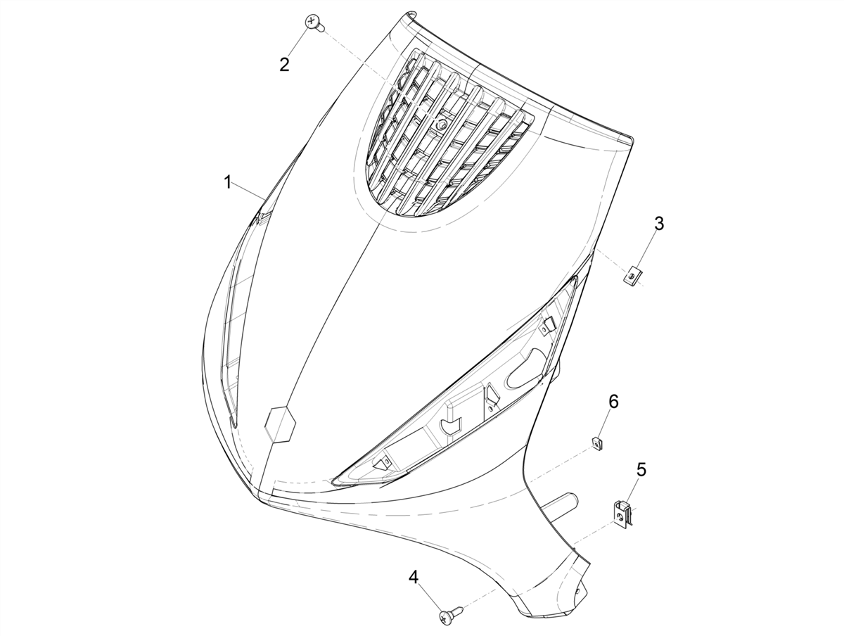 Zip 50 4T 25Km/h NOABS E5 2021-2023 - Voorschild/Kap