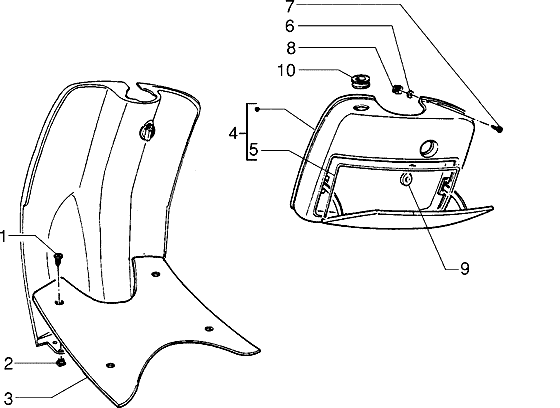 Zip SP98 - Beenschild en Handschoenenvak