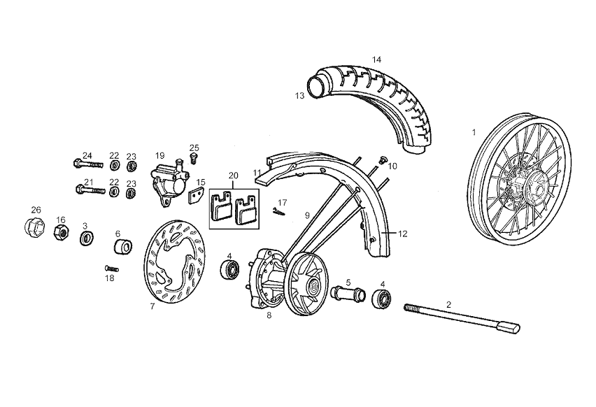 Derbi Senda SM 50 2T 2ª ED X-Treme E2 2004-2005 - Voorwiel