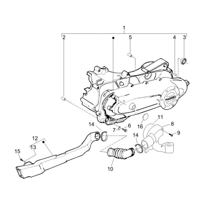 Kickstart cover - Air hose | ZIP 50 4T 25 km/h NOABS E2 2006-2016 (EMEA)