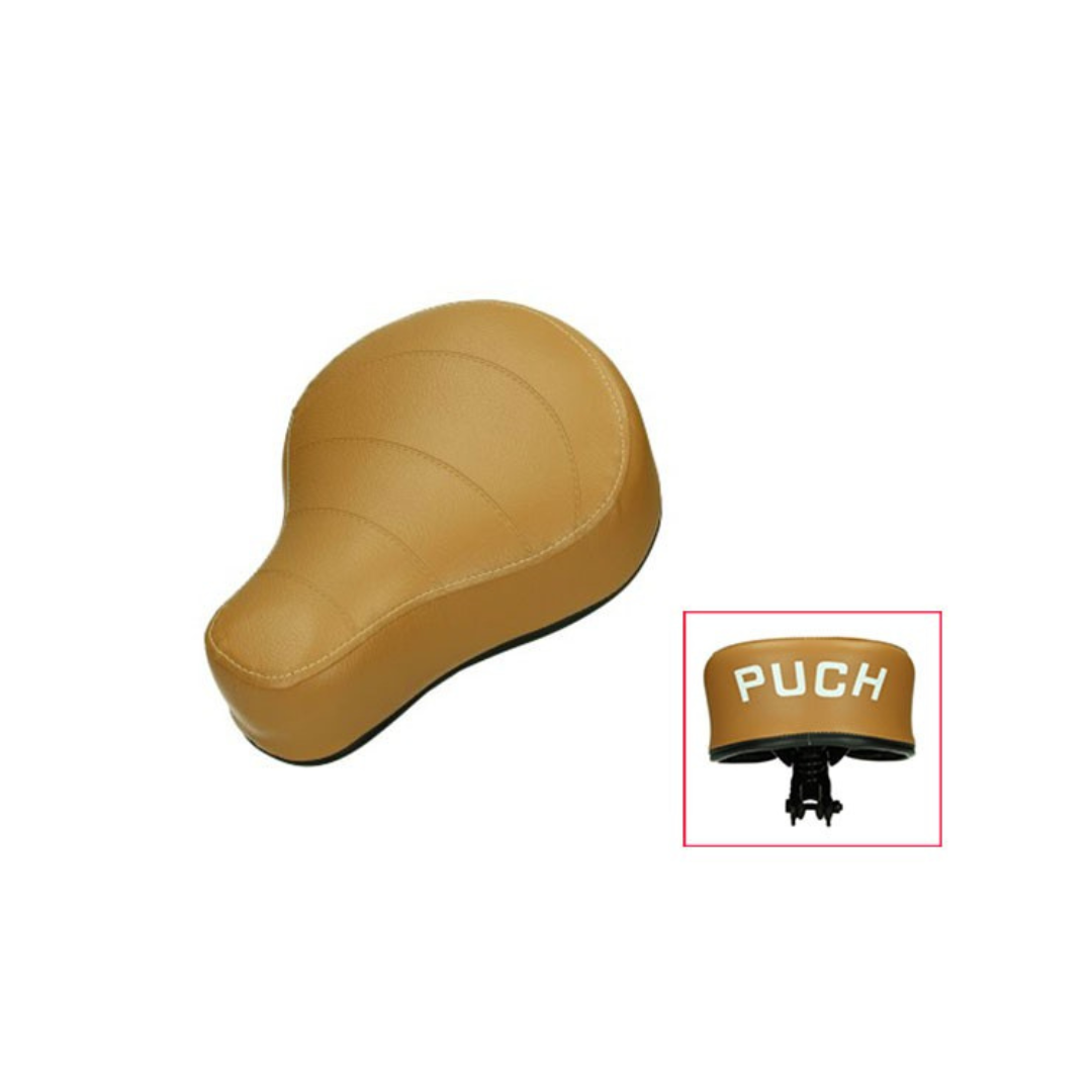 Selle avec logo marron camel pour Puch Maxi (fabriqué en UE)