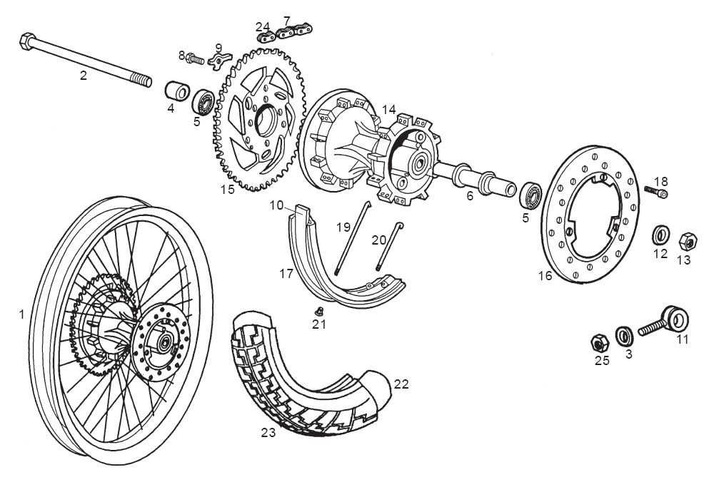 Derbi Senda SM 50 2T 2ª ED X-Treme E1 2003 – Achterwiel