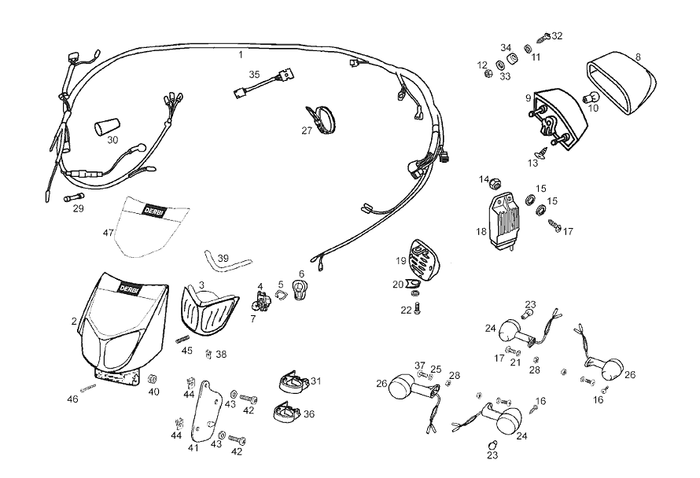 Derbi Senda SM 50 2T 2ª ED X-Treme E2 2005 – Koplamp Knipperlicht Achterlicht