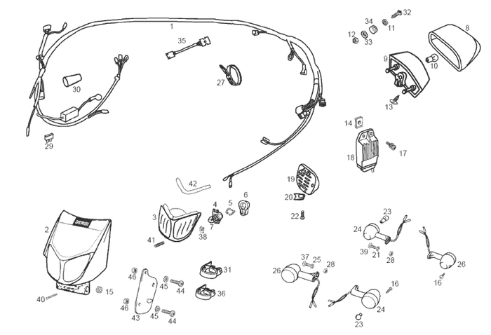 Derbi Senda SM 50 2T 3ª ED X-Treme E2 2006 – Koplamp Knipperlicht Achterlicht