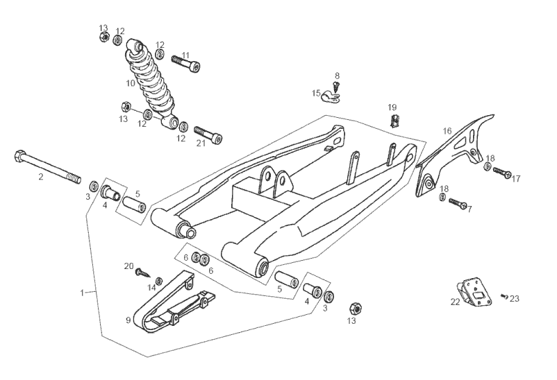 Derbi Senda SM 50 2T 3ª ED X-Treme E2 2006 – Oscillerende Arm Schokbreker Achter