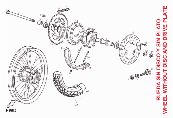 Derbi Senda SM 50 2T 3ª ED X-Treme E2 2008 – Achterwiel