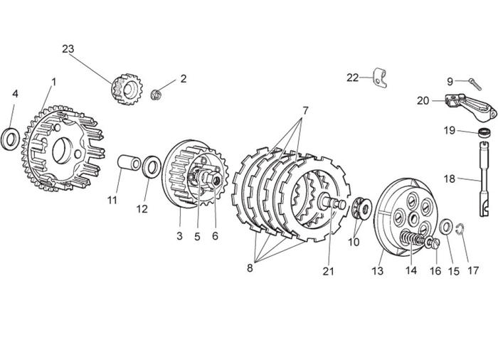 Derbi Senda SM 50 2T 3ª ED X-Treme E2 2008 – Koppeling