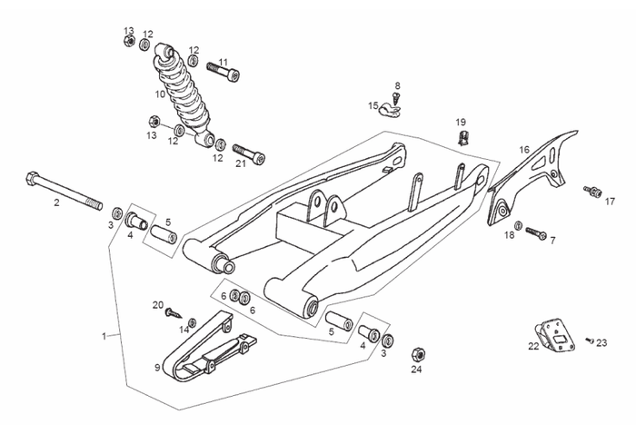 Derbi Senda SM 50 2T 4ª ED X-Treme E2 2007 – Schommelarm Schokbreker Achter