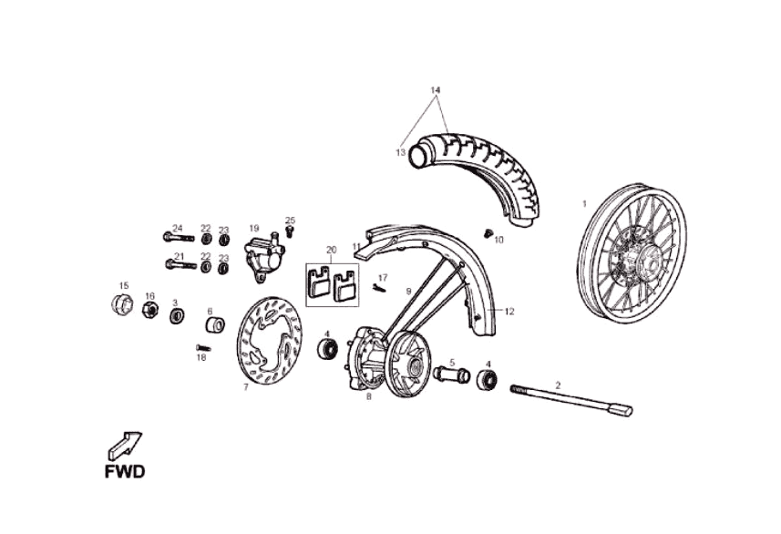 Derbi Senda SM 50 2T X-Treme E2 2010 – Voorwiel