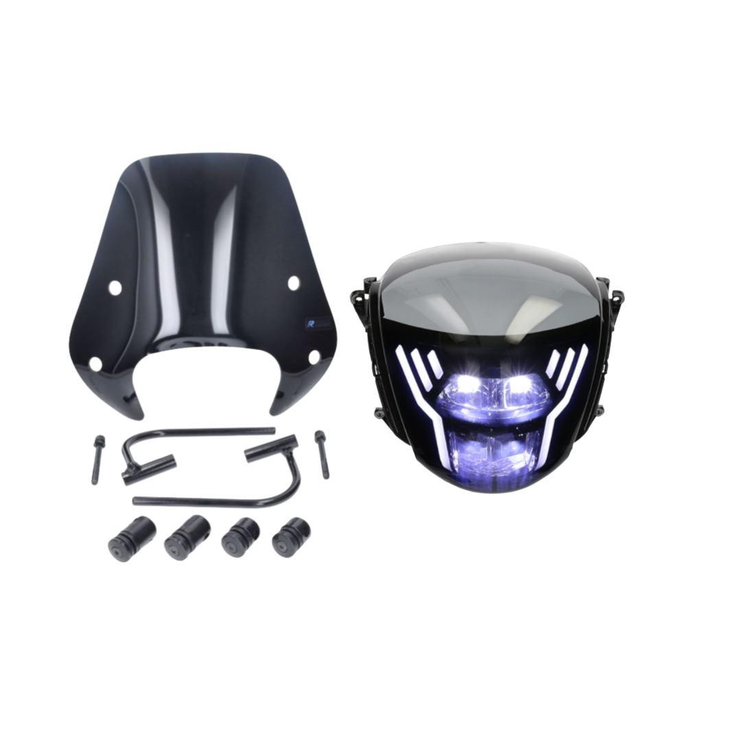 Sport 1 Headlight + Low Windscreen Glossy Black Piaggio Zip 2-4 Stroke