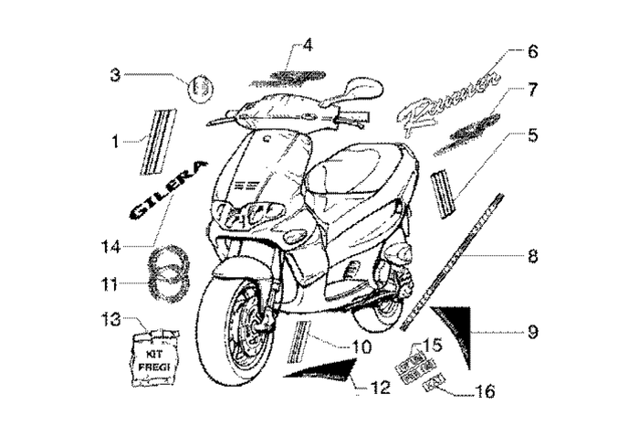 Gilera Runner 180 2T FXR E1 1998-2002 – Embleem Stickers Sport