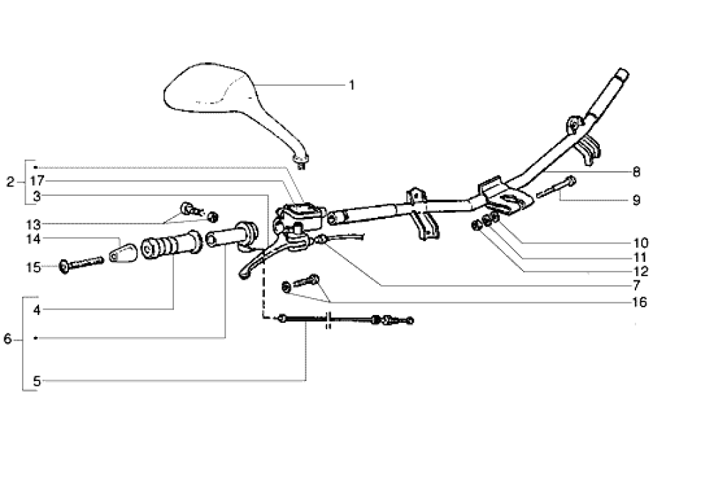 Gilera Runner 180 2T FXR E1 1998-2002 – Hoofdremcilinder Rechts Spiegel