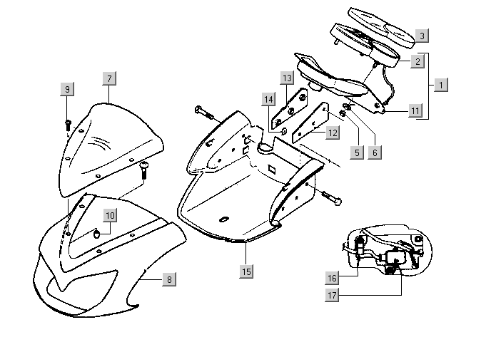 Gilera DNA 50 2T E1 2000-2001  - Kilometerteller & Koplamp Kap
