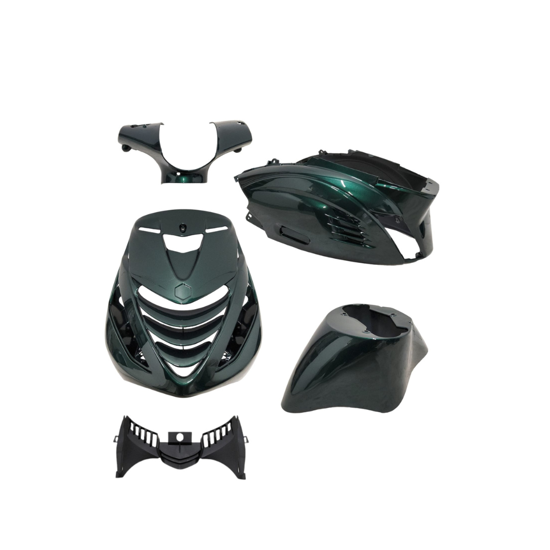 SP RS1 Kappenset + Runner Spiegels Jaguar Groen Piaggio Zip Bundel