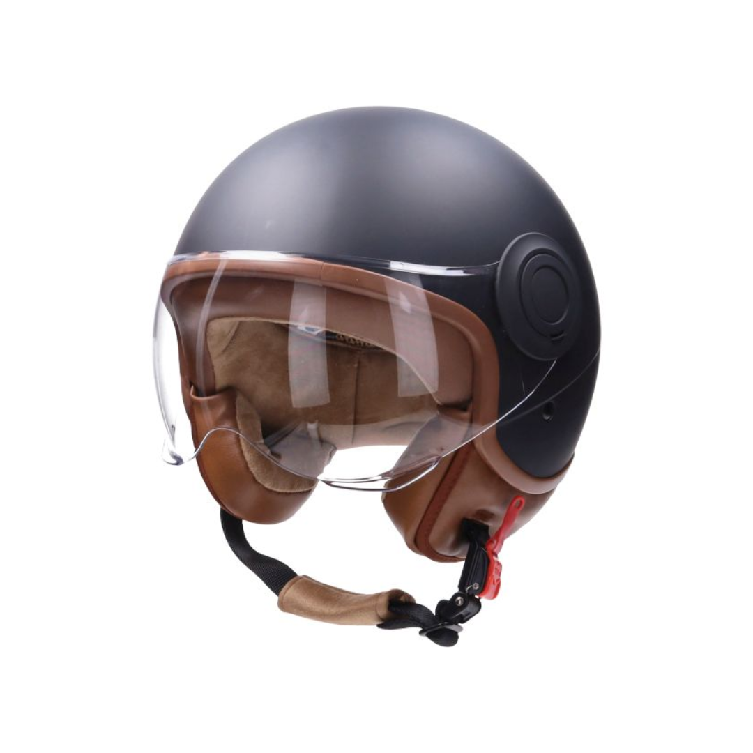 Casque de cabine demi-jet de casque / marron