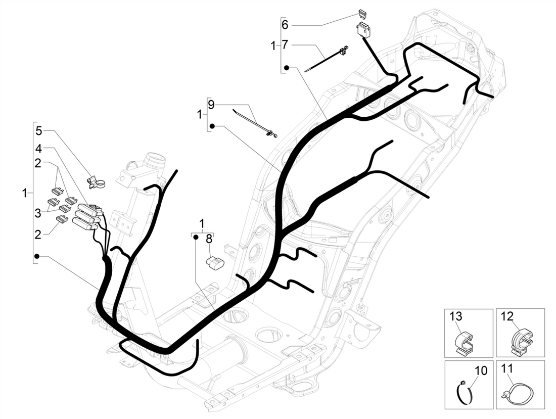 Piaggio Zip 50 4T NOABS E4 2018 - 2020 – Kabelboom