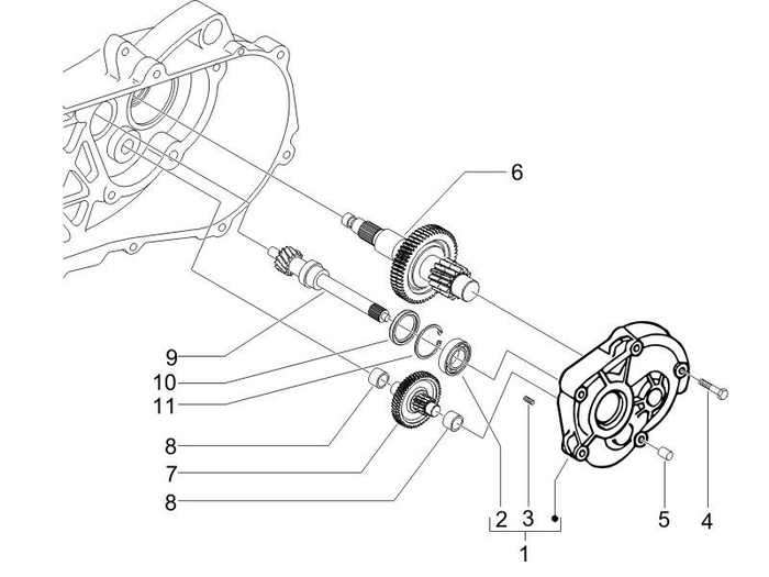 Piaggio Zip 50 4T NOABS E4 2018 - 2020 – Tandwielkast