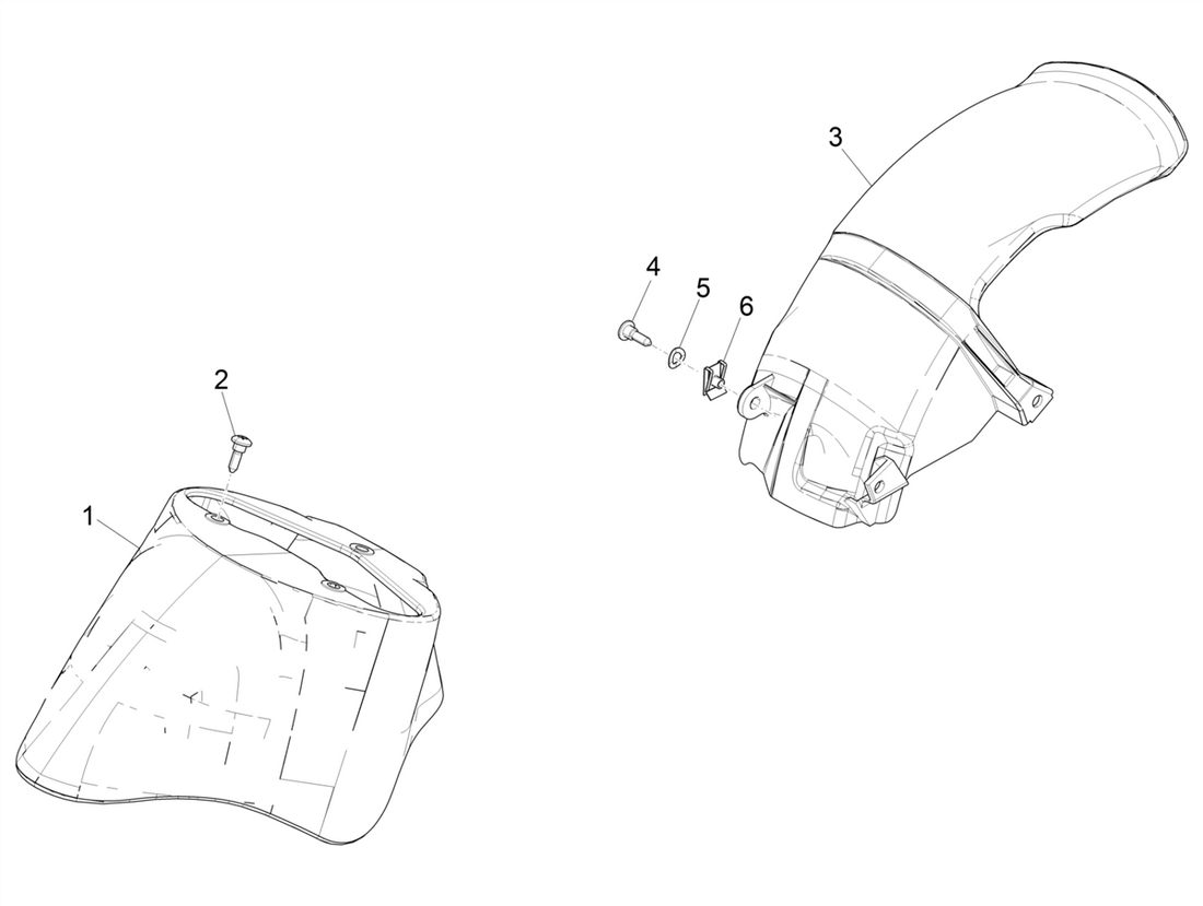 Piaggio Zip 50 4T NOABS E4 2018 - 2020 – Voor Achterspatbord