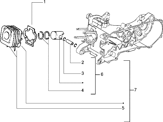 Piaggio Zip Type 3 – Cilinder Zuiger Zuigerpen Eenheid
