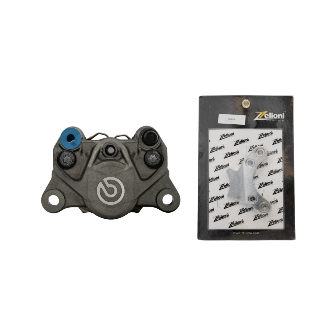 Brembo 2p Remklaw Grau + Zelioni 2p Adapter Chrom - Piaggio Zip SP / Vespa LX / Sprint