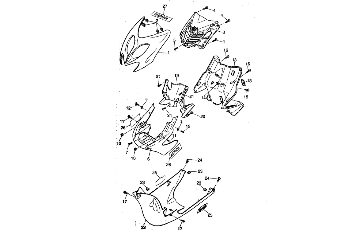 Yamaha Aerox 50 R – Voorscherm Binnenbekleding Onderschermbeplating